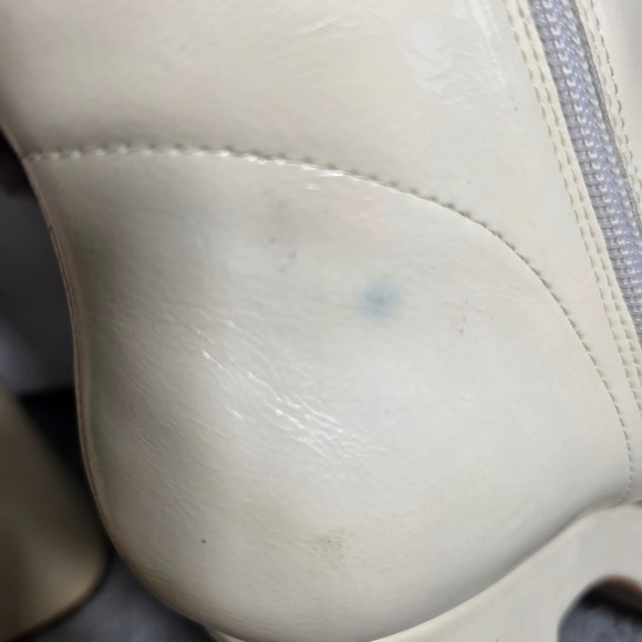 Jessica Simpson Womens Platform Block Heel Ankle Boots Cream Patent 9M 40 NEW - Picture 5 of 9